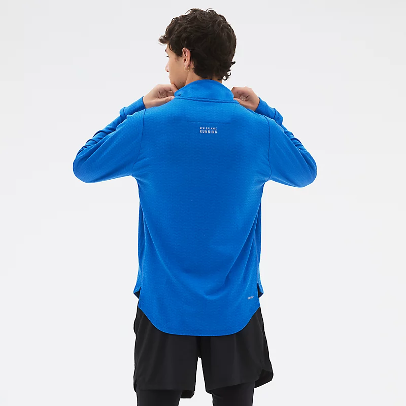Férfi NB Heat Grid félcipzáras pulóver - COBALT HEATHER