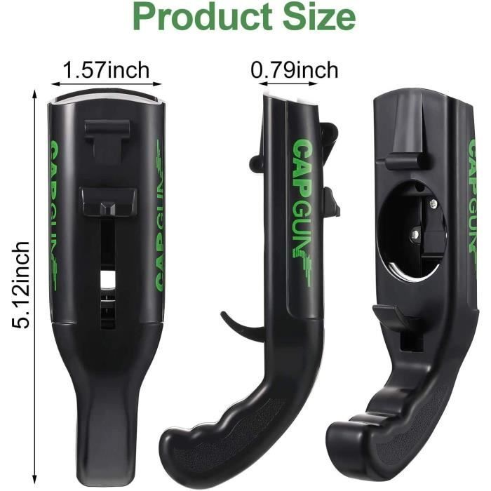 Abrebotellas - Pistola para tapones - Paquete de 2 - Negro - 13 x 5 x 4 cm - 50 g