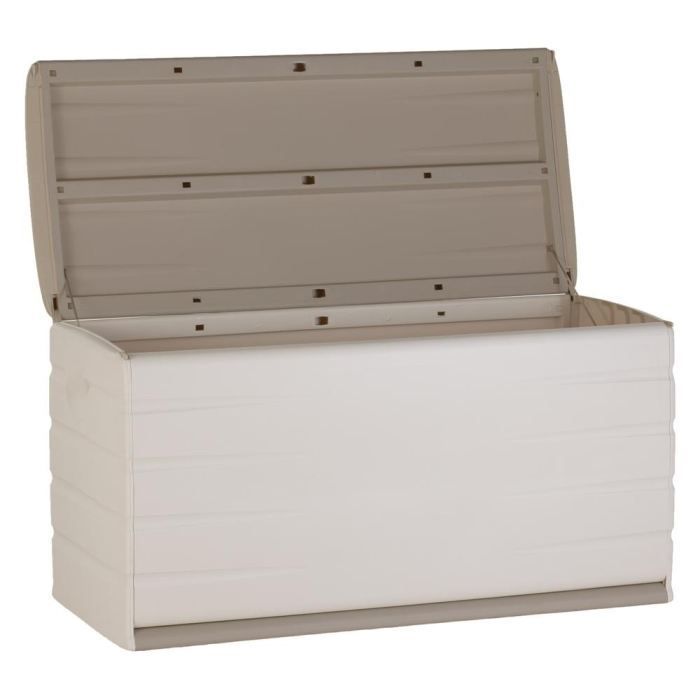 PLASTIKEN 350L Indoor/Outdoor Storage Box, Functional and Attractive, Lockable with Wheels, Beige