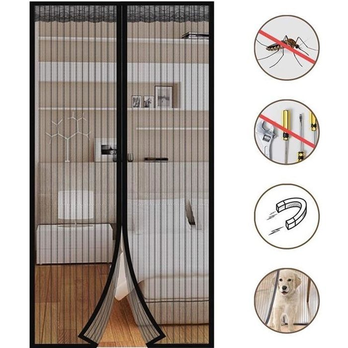 FREOSEN Magnetic Door Mosquito Net - Magnetic Closure - 160x230cm - Black