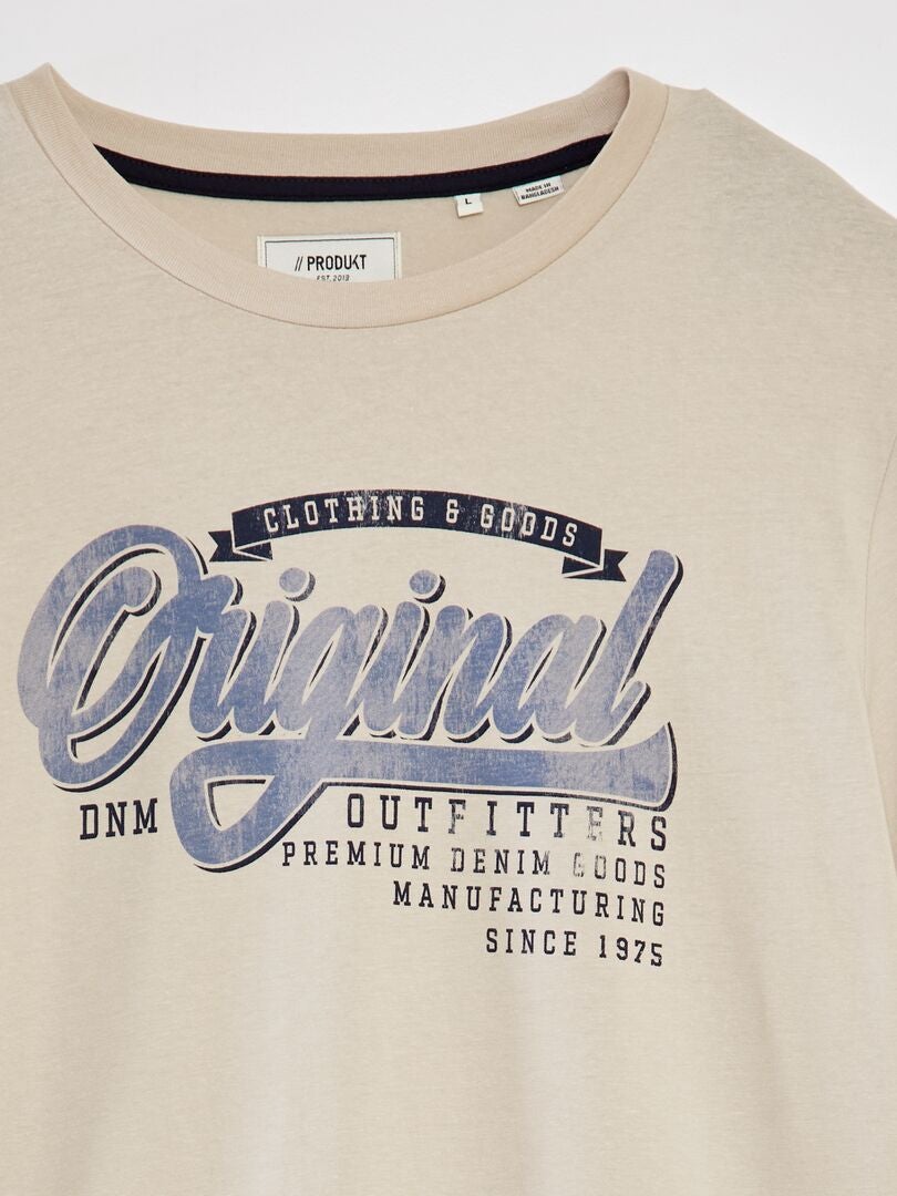 Camiseta de gola redonda 'Produkt' - BEGE