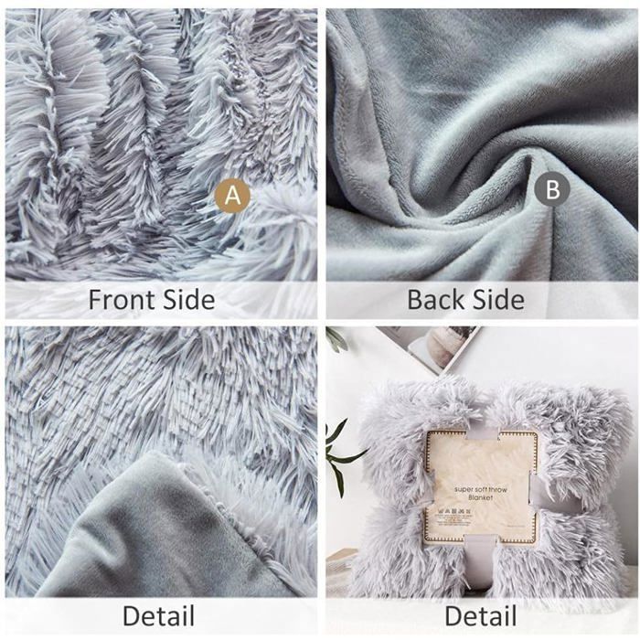 Fleece deken - KEEJAA - Bankplaid - 160x200 cm - Zacht imitatiebont - Machinewasbaar