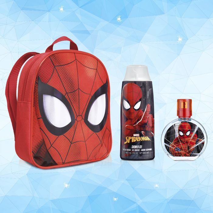 Mochila de Spiderman, agua de tocador de 100 ml y gel de ducha de 300 ml.