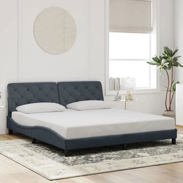 Cama doble CHIC para adultos - 180x200 cm. Estructura de cama gris oscuro de 180x200 cm. Terciopelo #Sara19723