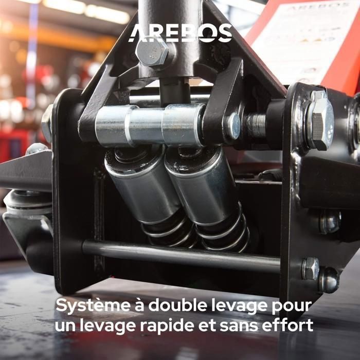 Cric hydraulique 3T – double levage, extra-plat 75 mm, robuste avec patins en caoutchouc