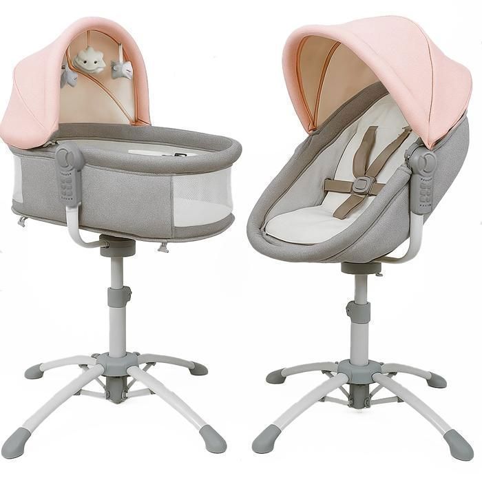 BEBE2LUXE Louna 4-in-1 Baby Swing: Bouncer, Cradle, High Chair, Adjustable Height, 6 Speeds, Vibration, USB/MP3