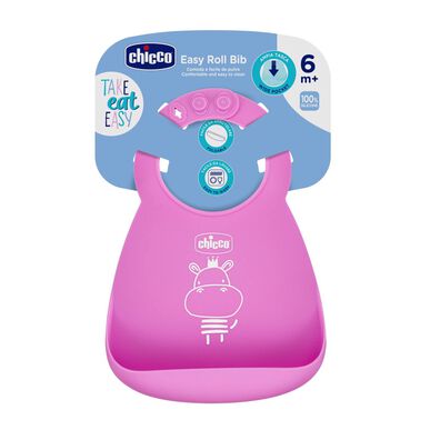 Chicco pehmeä silikoninen ruokalappu 6M vaaleanpunainen 1 kpl 1 kpl