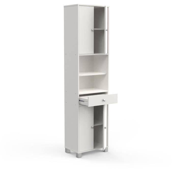 Mueble de baño - BIKINI - 2 + 2 puertas - Blanco mate - 34,6 x 10 x 194,5 cm