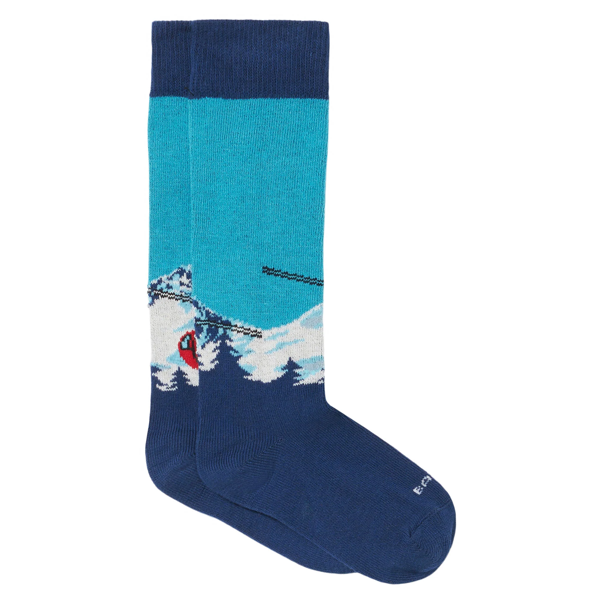 Calcetines largos infantiles con estampado de postal de montaña