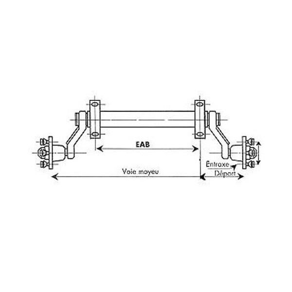 Eje de remolque sin freno de 750 kg - 4TR130