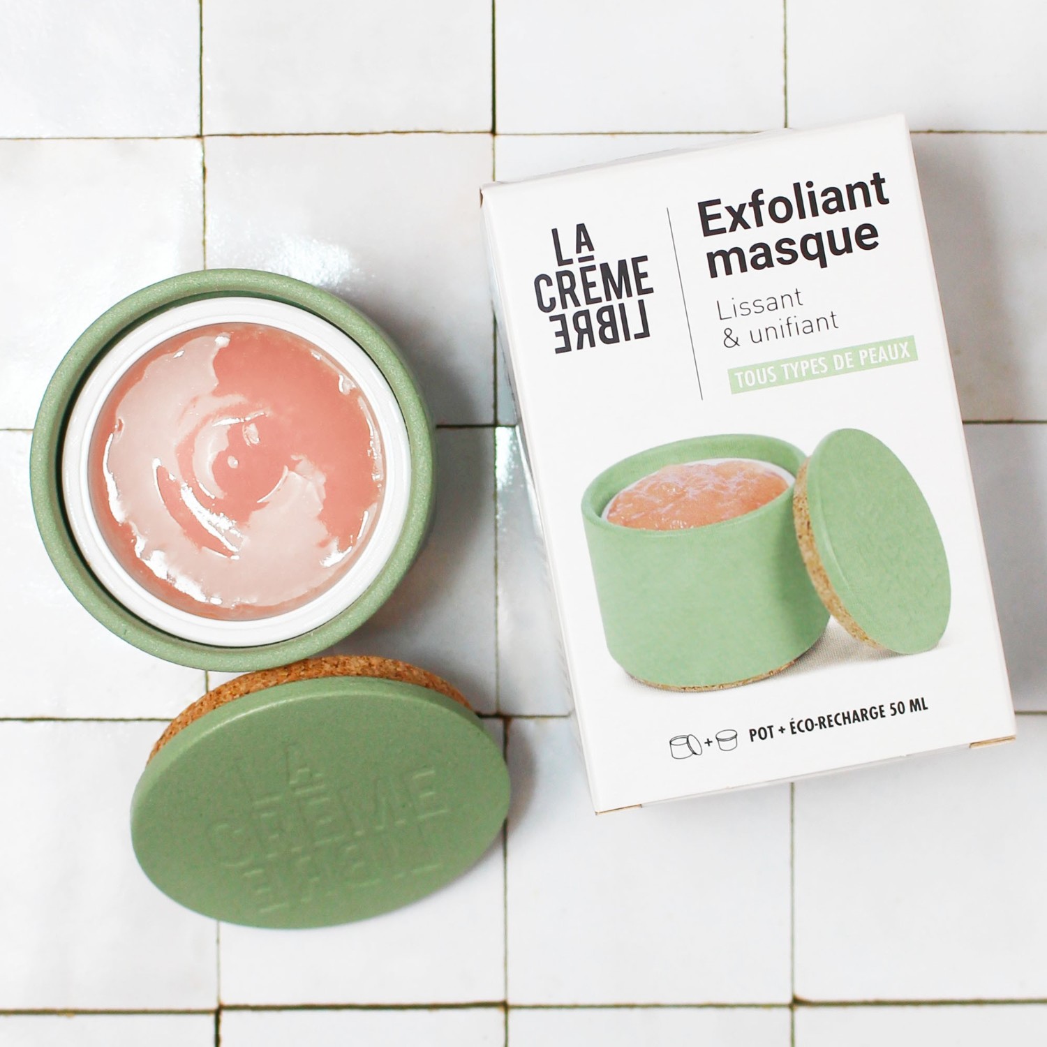 La crème libre Exfoliant Masque Pot Vert Amande