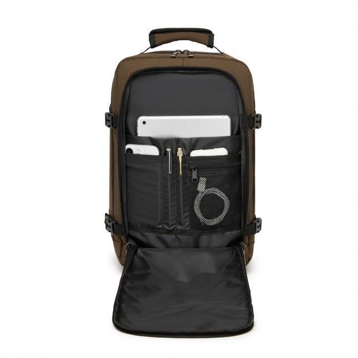 Mochila Kono de 40x20x30cm, apta para equipaje de mano según las normas de Ryanair, 24L, para colocar debajo del asiento en el avión, para mujeres y hombres, color marrón.