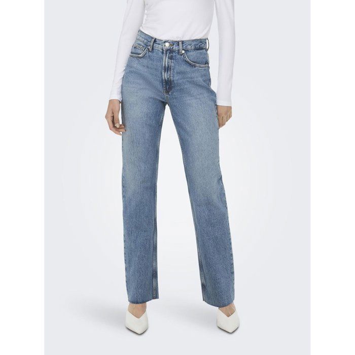 Jeans de talle alto y pierna recta para mujer de ONLY Riley Life en denim de algodón azul