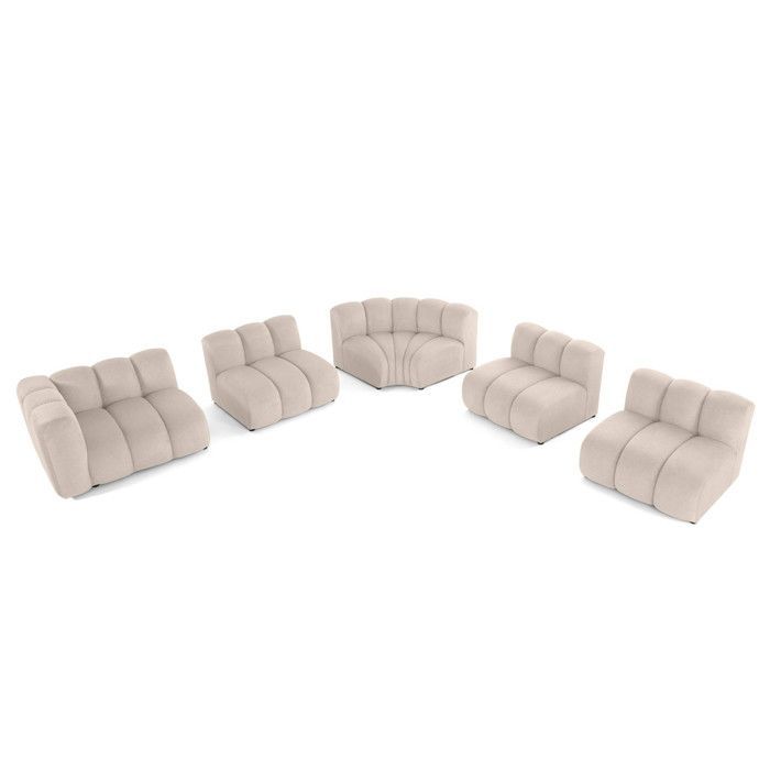 Debbie – 5-Sitzer-Modul-Ecksofa rechts aus strukturiertem Stoff – Beige
