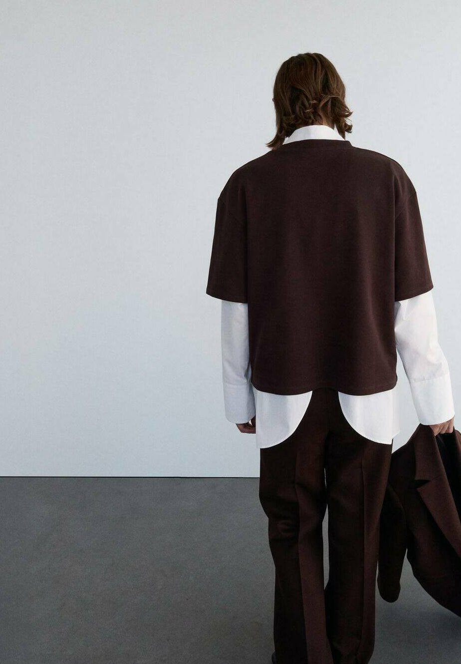 Mango Basic T-shirt - donkerbruin