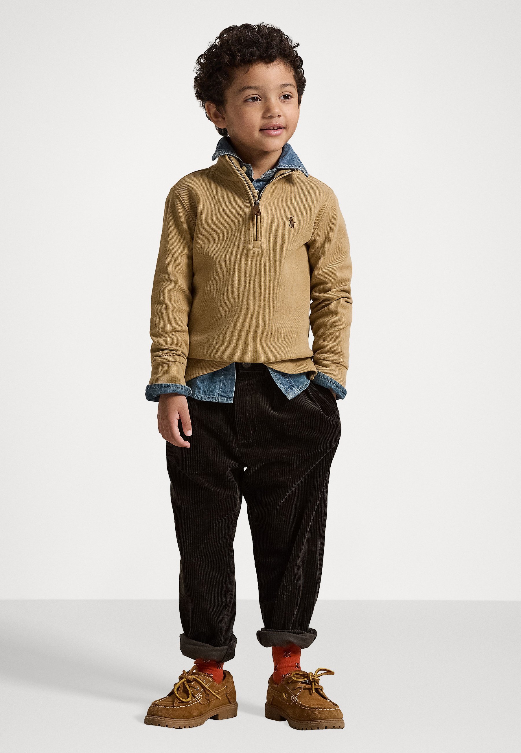 Polo Ralph Lauren ESTATE-RIB QUARTER-ZIP PULLOVER - Trui - camel