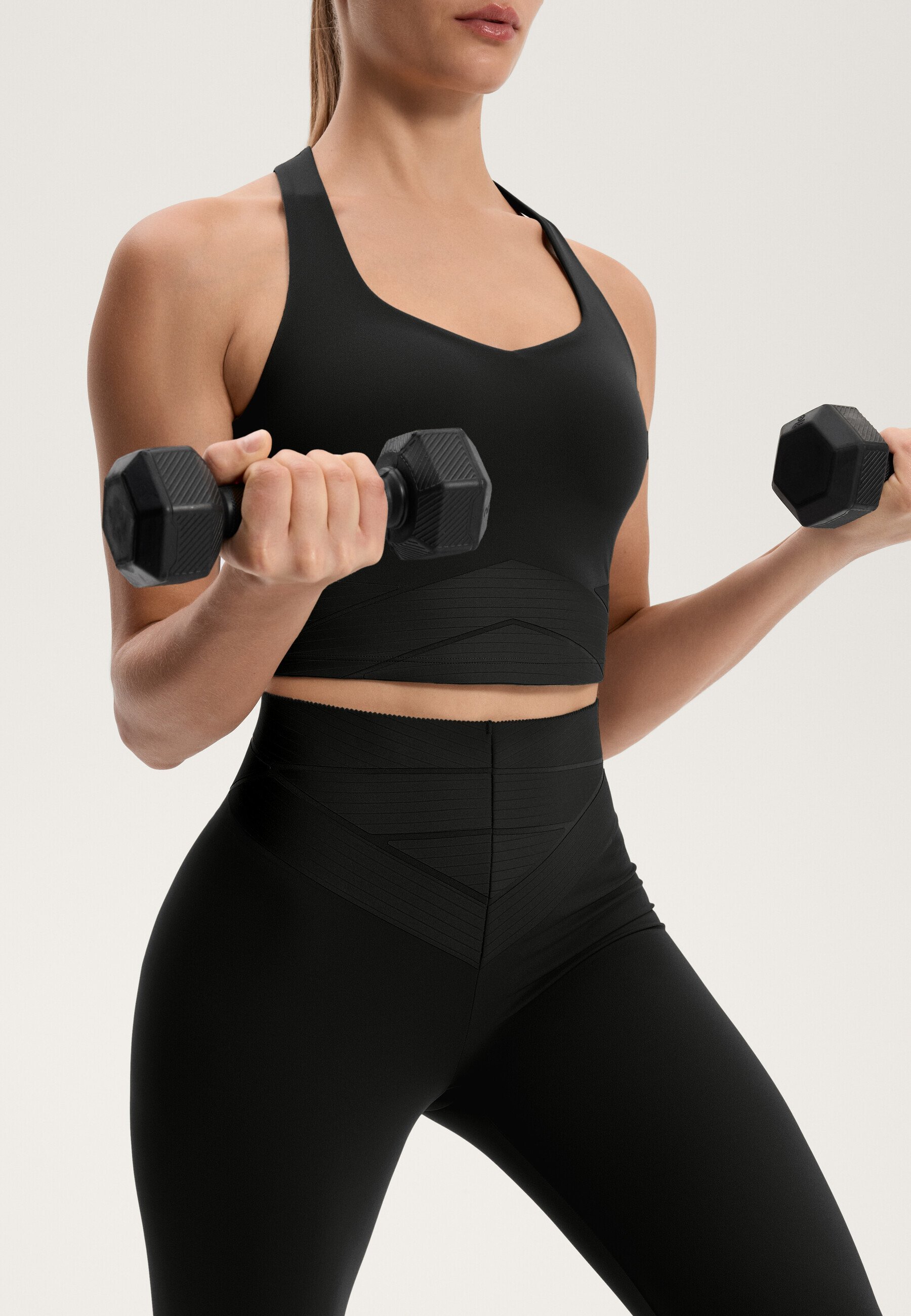 OYSHO COMPRESSIVE CORE CONTROL HIGH RISE 65cm ANKELLANGE - Leggings - black