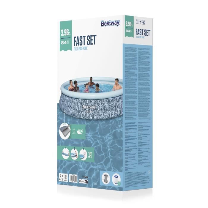 BESTWAY inflatable pool kit - Fast Set - 396 x 84 cm - Round (Cartridge filter, 1 cartridge)