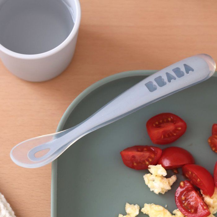 Set of 4 spoons - BEABA - 1st age - Silicone - Pebble / Cloud Blue / Baltic Blue / Clay set