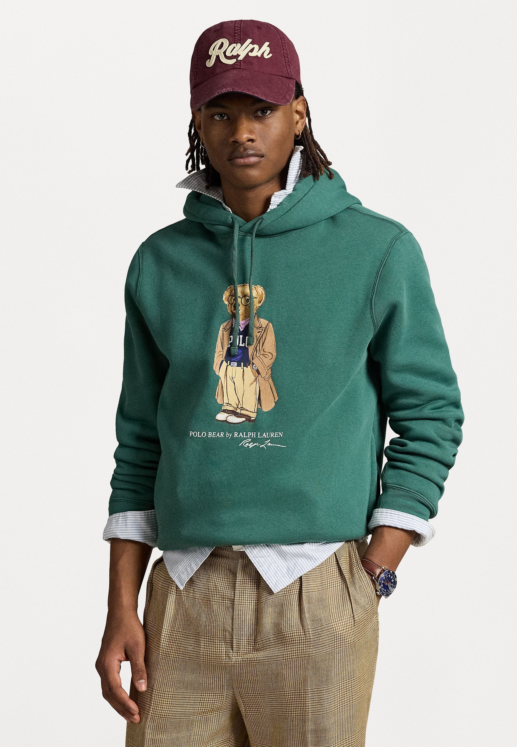 Polo Ralph Lauren LONG SLEEVE - Bluza z kapturem - washed forest