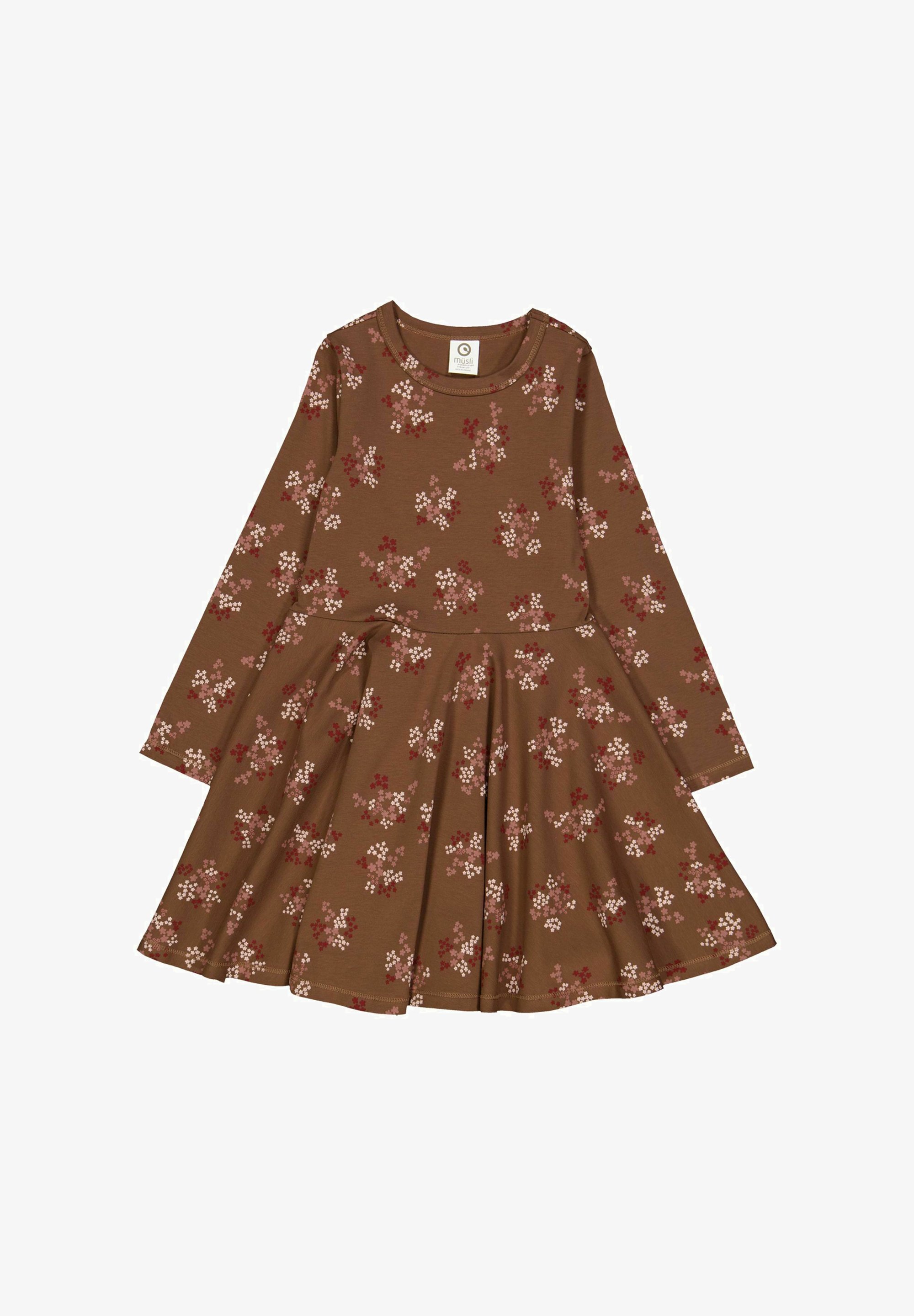 Müsli van GREEN COTTON LANGARM - Jersey jurk - bark cabernet nightingale