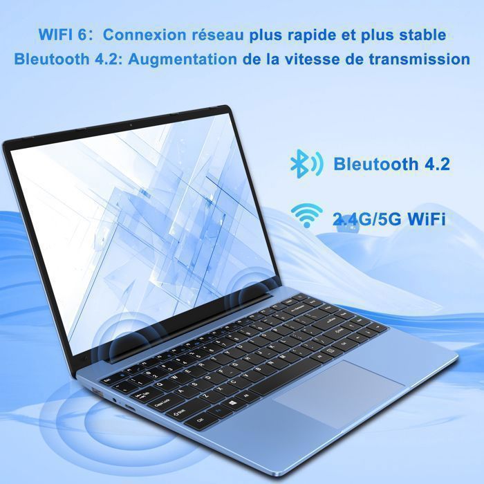 NOTODD Ordinateur portable Windows 11 - PC Portable 14'' FHD - RAM 6Go Stockage 256Go SSD - Celeron N4020 - HDMI -Avec souris - Bleu