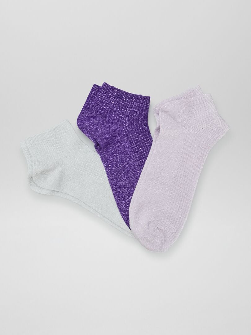 Juego de calcetines de lentejuelas - 3 pares - MORADO