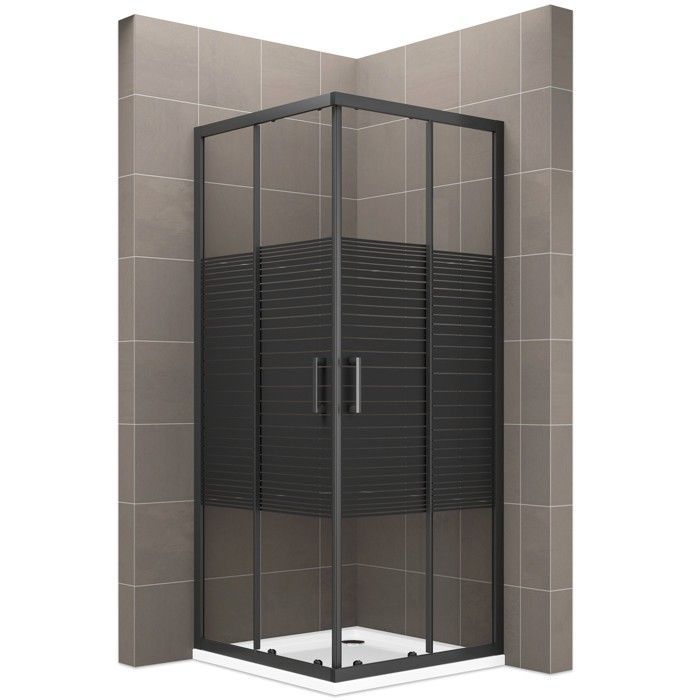 BOHA-LINE Shower Enclosure H 180 cm with sliding doors, linear pattern. Dimensions - 75 x 75 cm