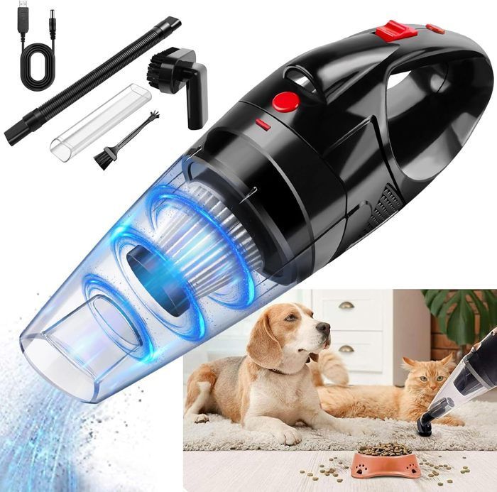 Mini aspirapolvere per auto, aspirapolvere senza fili da 11 kPa con luce LED e filtro HEPA, per casa, auto, ufficio, tavolo
