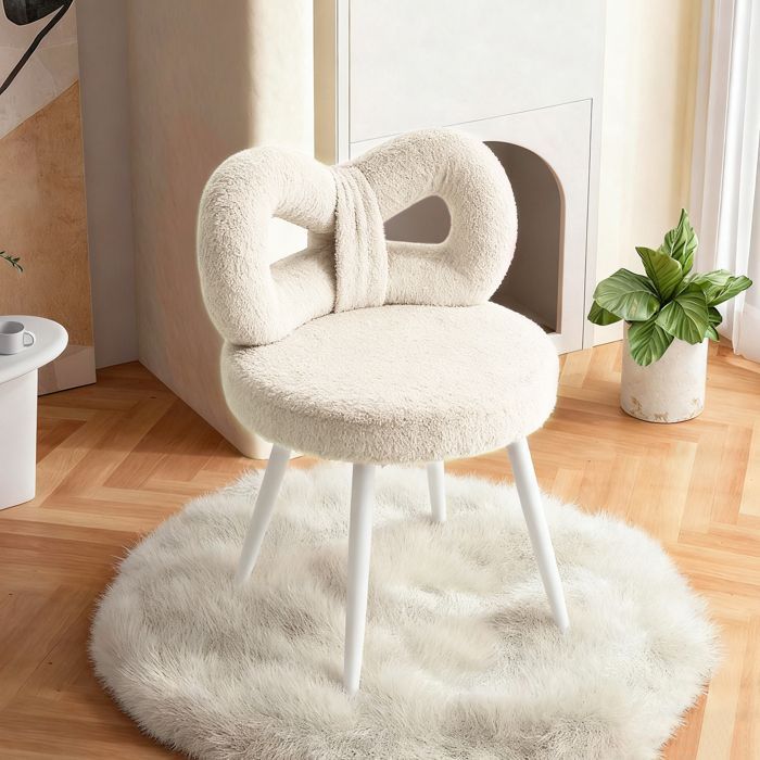 Sillón y silla para sala de estar, silla esquinera con respaldo de lazo, asiento de terciopelo suave, blanco.