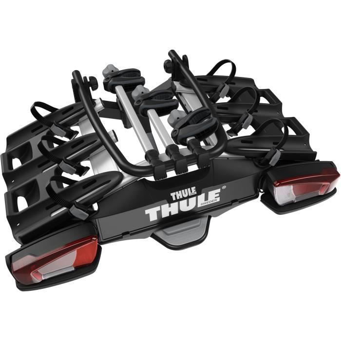 THULE - Porte-vélos pour 3 vélos - VeloCompact - Plateforme sur boule d'attelage - 13 broches - Noir