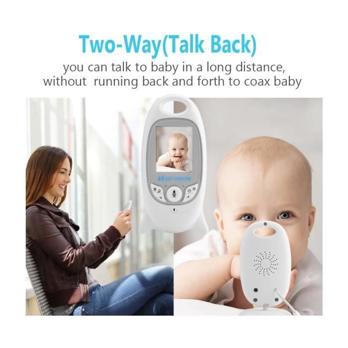 Ecoute Bébé Vidéo Babyphone/Moniteur Bébé sans Fil avec Caméra Surveillance 2.0”Ecran &Vision de la Nuit