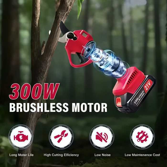 Kit de jardinería 4 en 1 de 21 V: Podadora eléctrica + sierra, pértiga telescópica de 141-240 cm, cabezal de 180°, 2 baterías de 2000 mAh, aluminio.