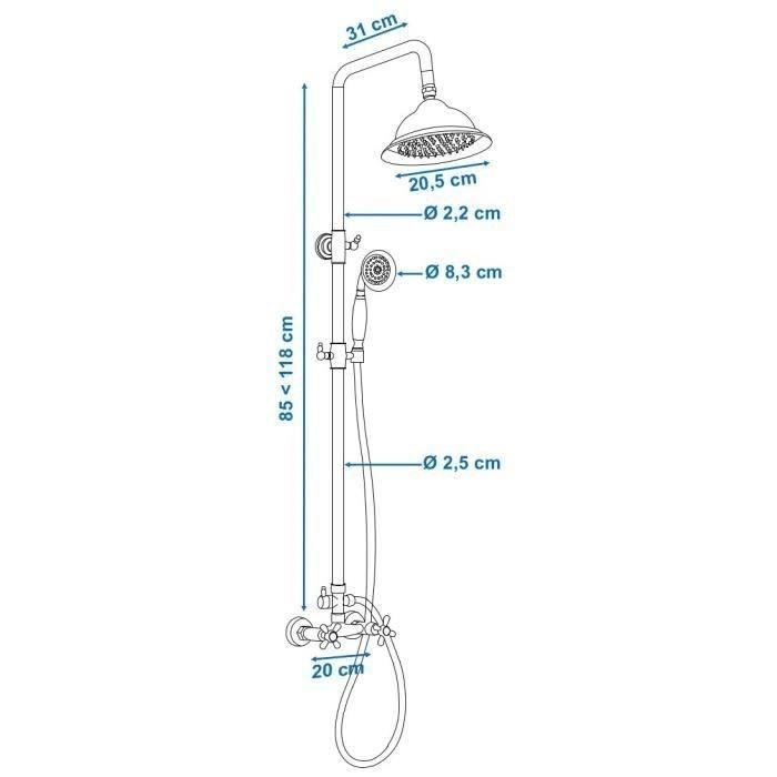 ROUSSEAU Retro Shower Column with Mixer Tap - Old Bronze