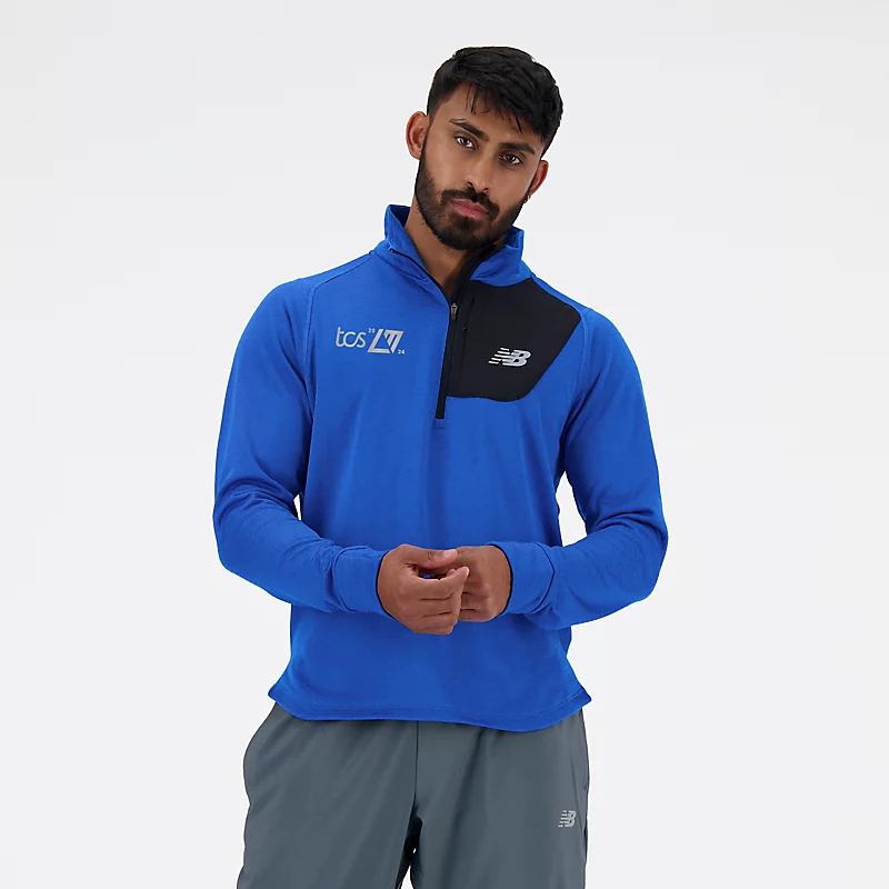 NB Heat Grid Herren-Sweatshirt mit halbem Reißverschluss – BLAU OASIS MEATHER
