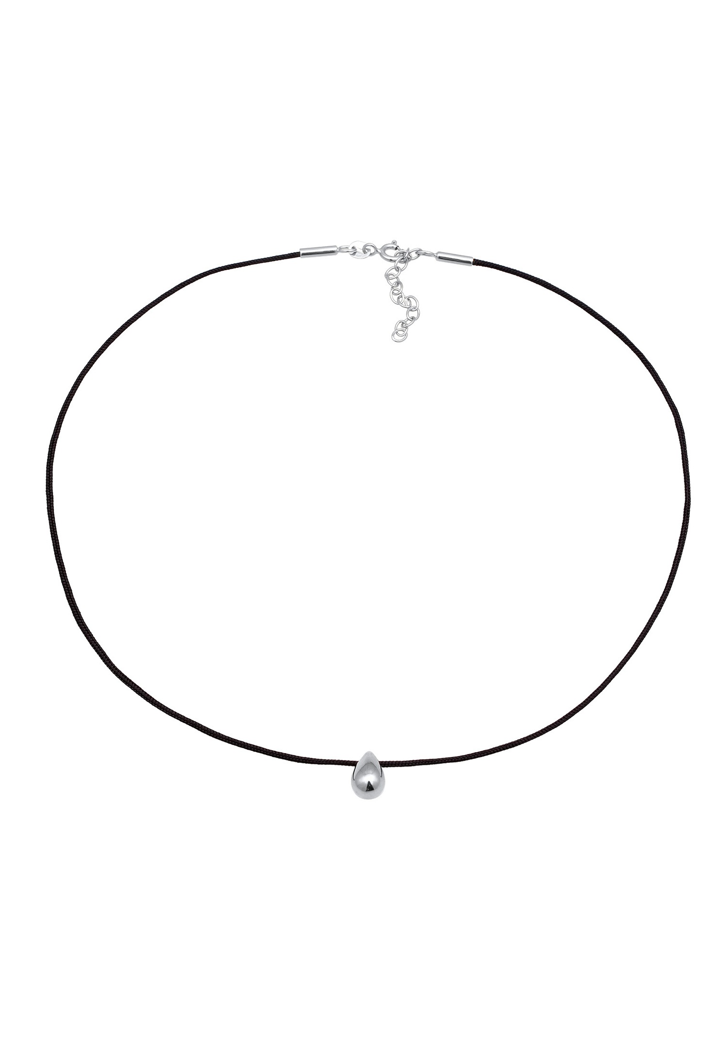 Elli Elli Choker Femmes Pendentif Goutte Chaîne de Nylon Noir Argent Sterling 925 Party / Nouvel An 36 cm