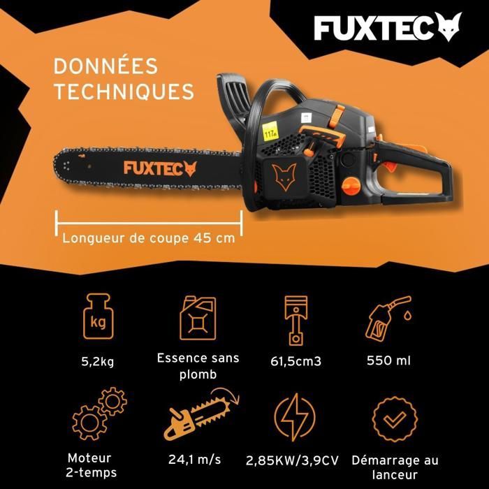 Motosierra de gasolina FUXTEC FX-KS262 - 61,5 cc, 20 pulgadas, edición negra