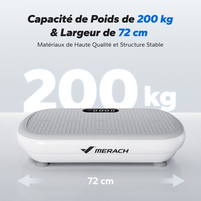 Pedana vibrante MERACH, telecomando, schermo LED, Bluetooth, 10 velocità, 11 programmi, silenziosa ≤70dB, portata 200 kg