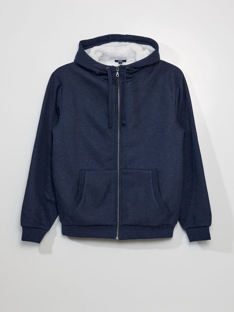 Bluza rozpinana z podszewką z koziego polaru - NIEBIESKA