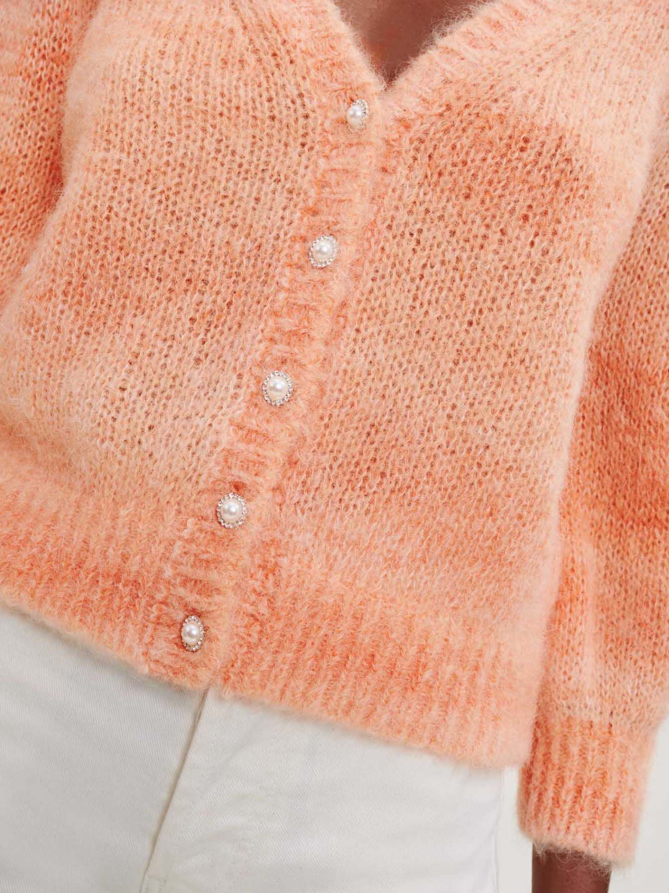 Bedrukt mohair vest - Oranje
