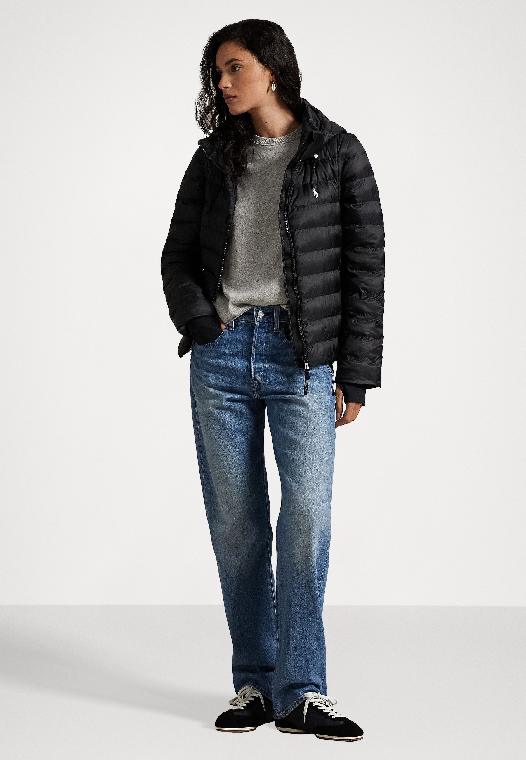 Polo Ralph Lauren VESTE MATELASSÉE À CAPUCHE - Veste d'hiver - noire