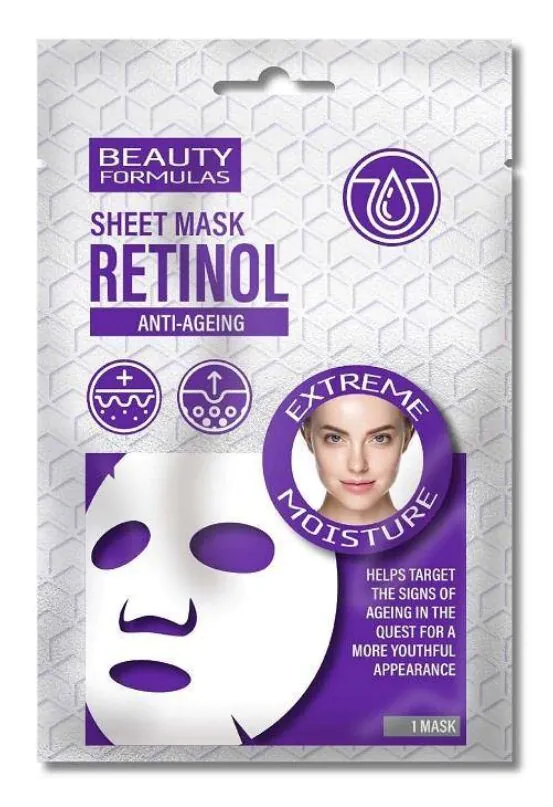 Beauty Formulas Maseczka do twarzy w płachcie anti-aging z retinolem