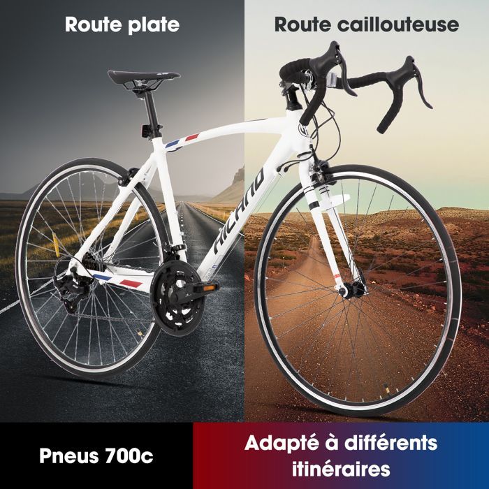 Hiland 700c Road Racing Bike - City Road Bike with 14 Speeds - 49cm Drivetrain - White