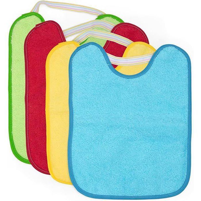 TI-TIN | Set di 4 bavaglini impermeabili per neonati maschi | Chiusura elastica per bambini dai 6 ai 18 mesi, 23x28 cm