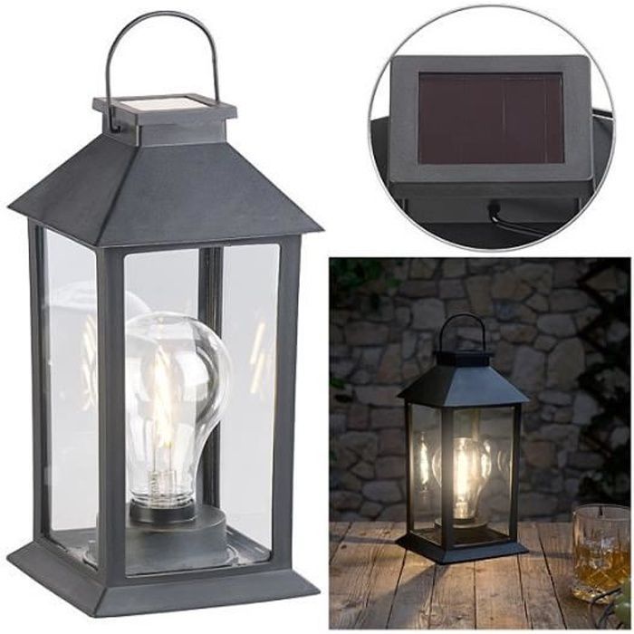 Lanterna solare - LUNARTEC - Vintage - 5 lm - Nera - Giardino - Esterno