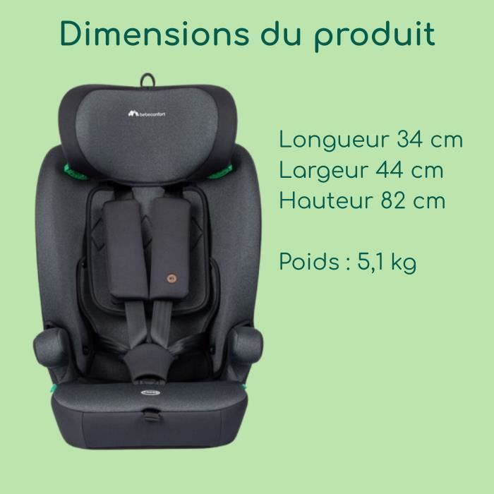 Seggiolino auto convertibile BEBE CONFORT GROW i-Safe con cinture di sicurezza, da 15 mesi a 12 anni (76-150 cm), standard di sicurezza R129, colore nero fumé.