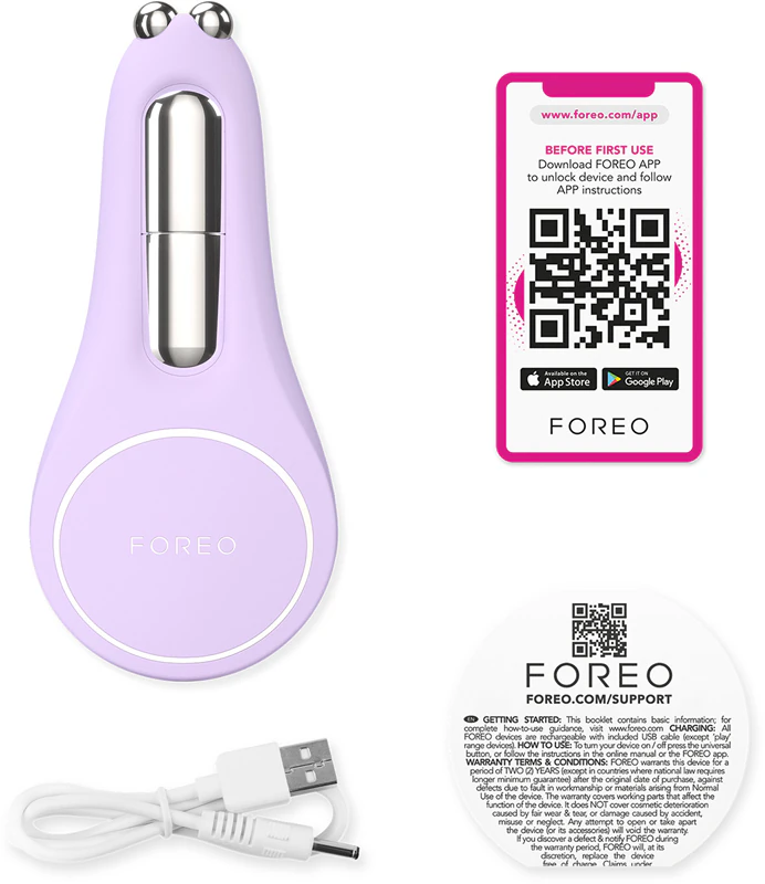 FOREO BEAR™ 2 é um dispositivo de tonificação por microcorrente para a área dos olhos e lábios.