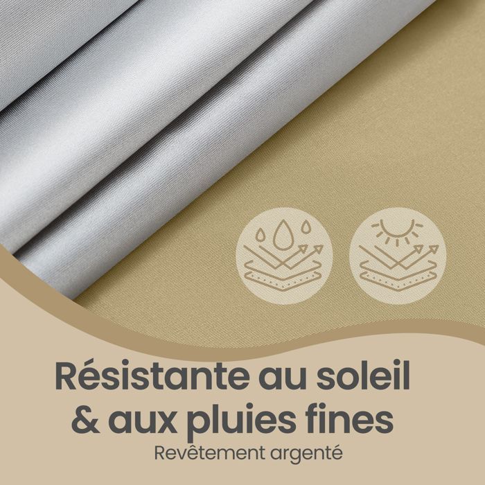 Tonnelle, Protection Solaire, Tente de Jardin, Portable, avec Parois, Usage Extérieur, 6 x 3 m, Beige