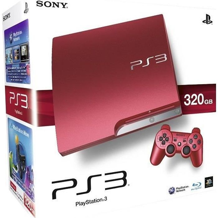 Consola doméstica - Sony - PS3 Slim - Roja - 320 GB de almacenamiento