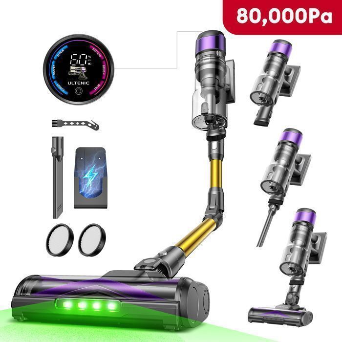 Aspirateur Balai sans Fil Ultenic UW20 –600 W puissant – 60 min – Batterie amovible – Tube pliable – GreenEye